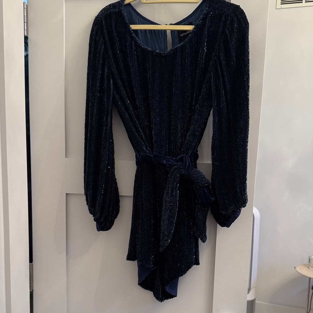 Retrofête Sparkling Navy Blue Sequin Dress